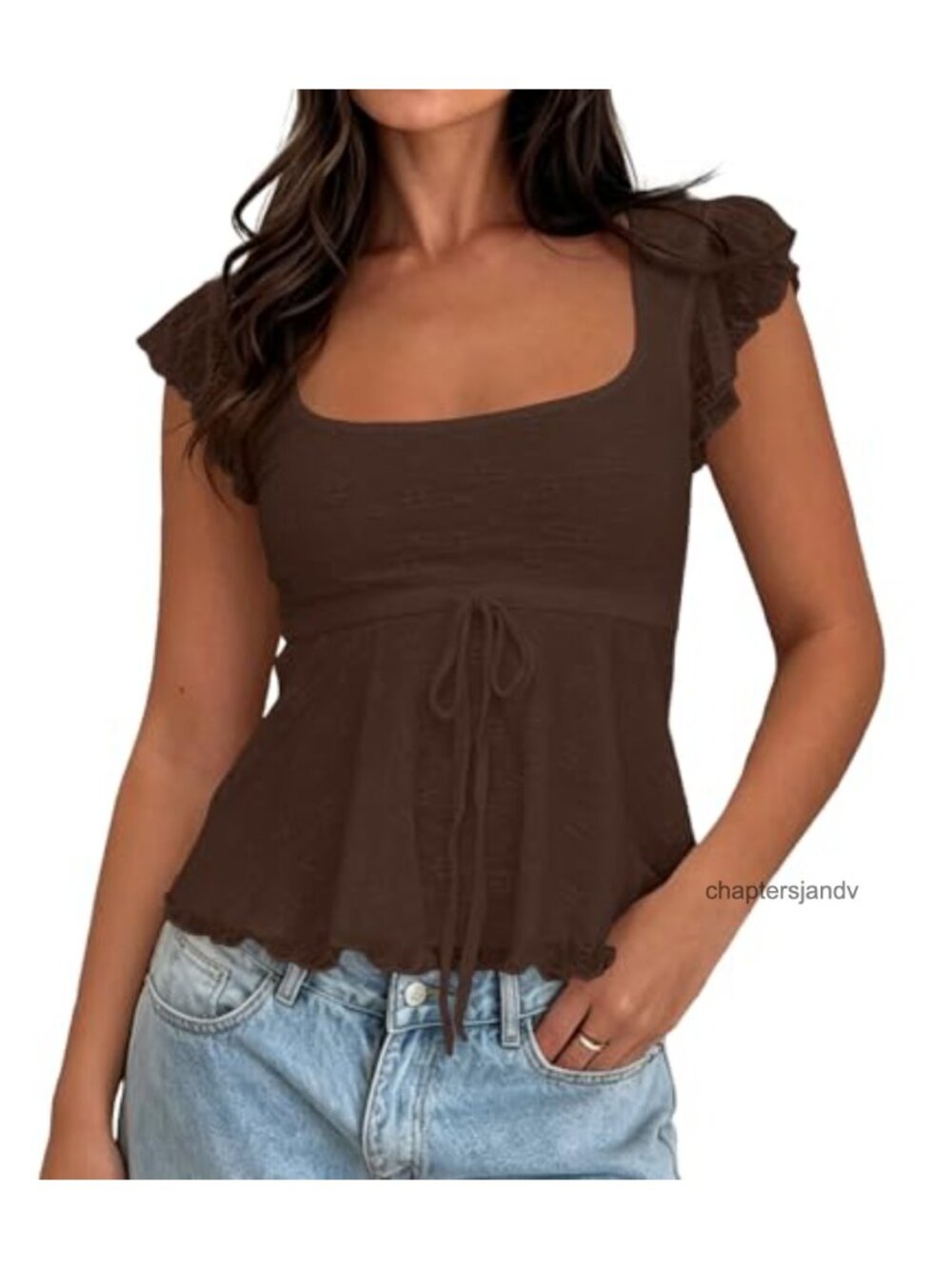 Women's Boho Floral Mesh Layered Ruffle Peplum Crop Tank Top